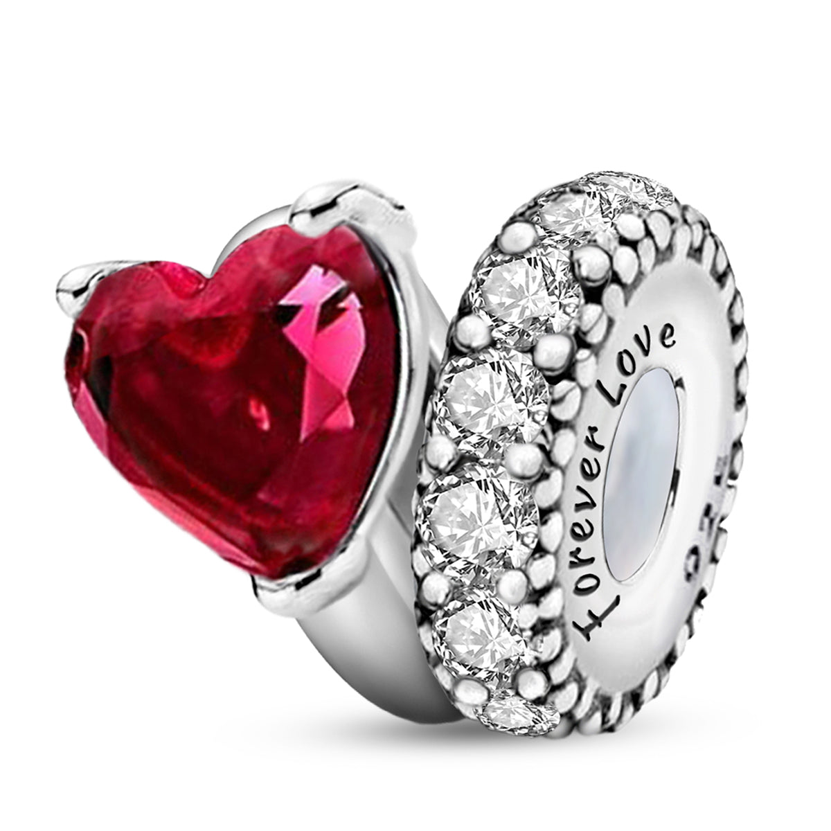 925 Sterling silver heart  charm bead