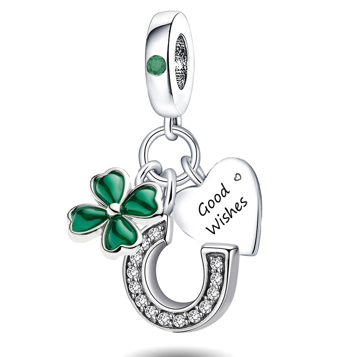 925 Sterling silver four-leaf clover charm bead