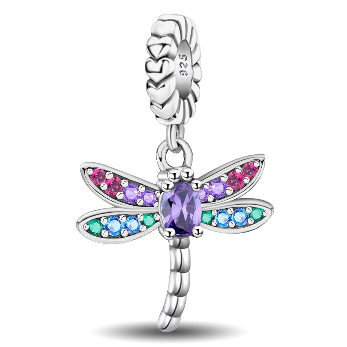 925 Sterling silver dragonfly charm bead