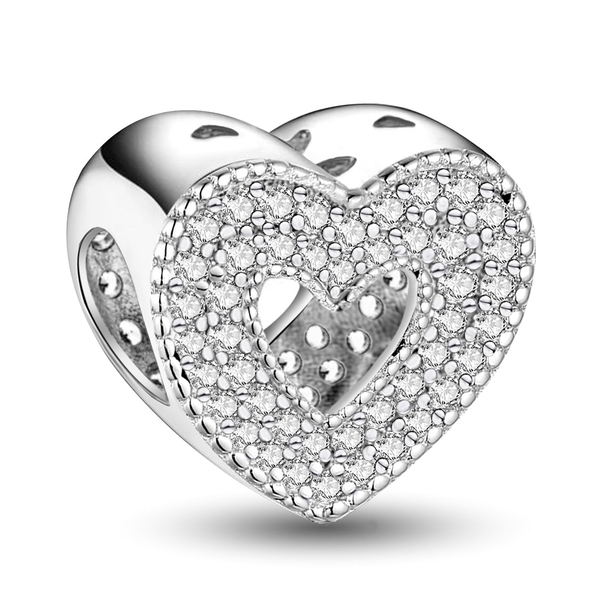 925 Sterling silver heart  charm bead