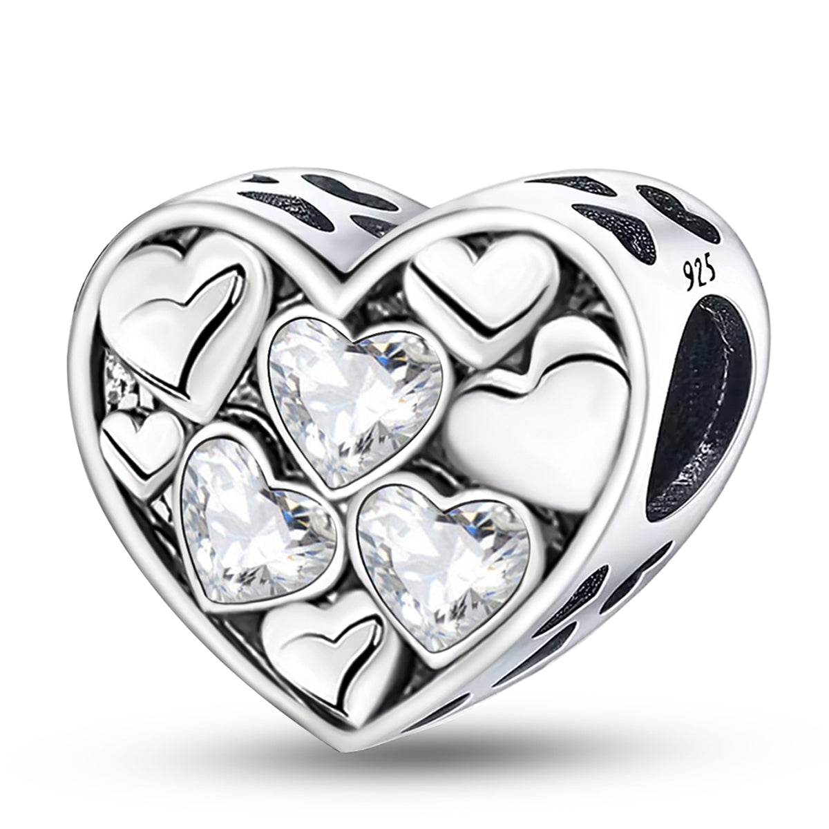 925 Sterling silver heart  charm bead