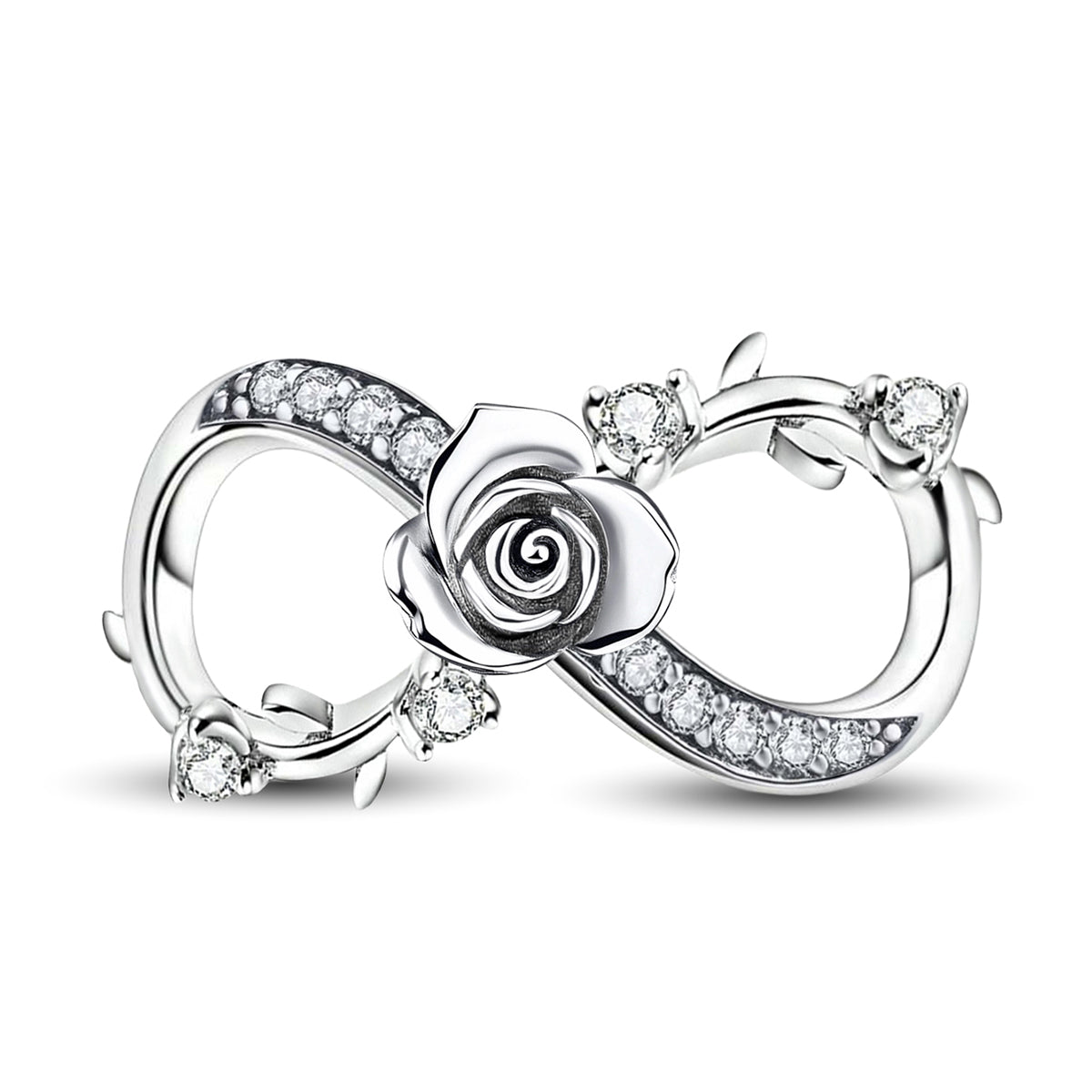 925 Sterling silver rose charm bead
