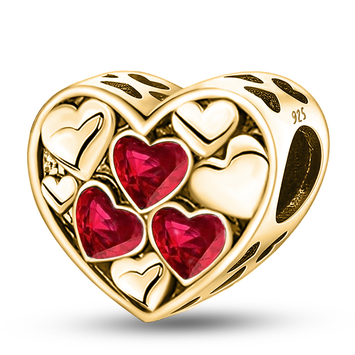925 Sterling silver heart  charm bead