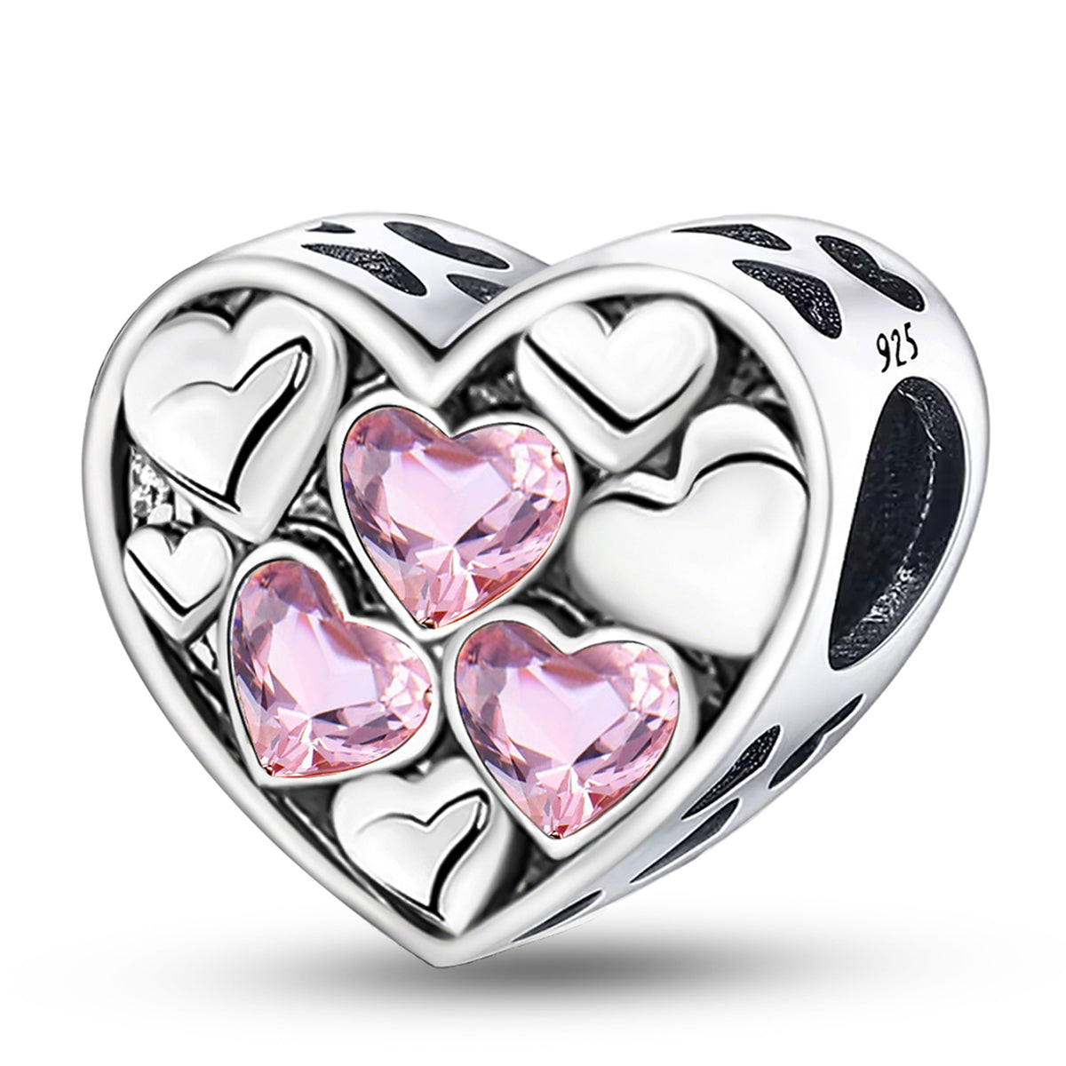 925 Sterling silver heart  charm bead