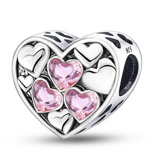 **Black and Pink Heart-Shaped Beads | Couple Jewelry | 4.48mm Standard Aperture**