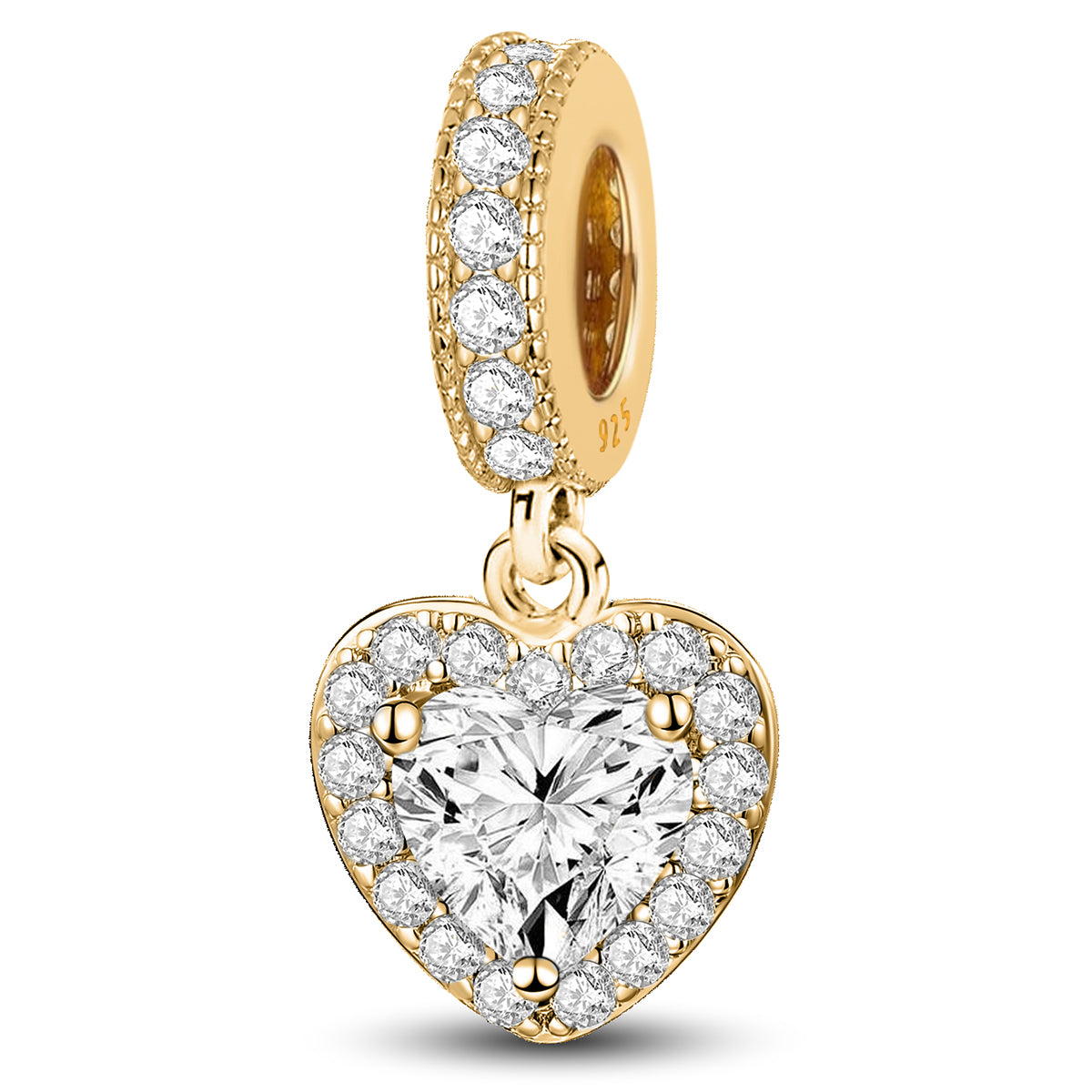 925 Sterling silver heart  charm bead