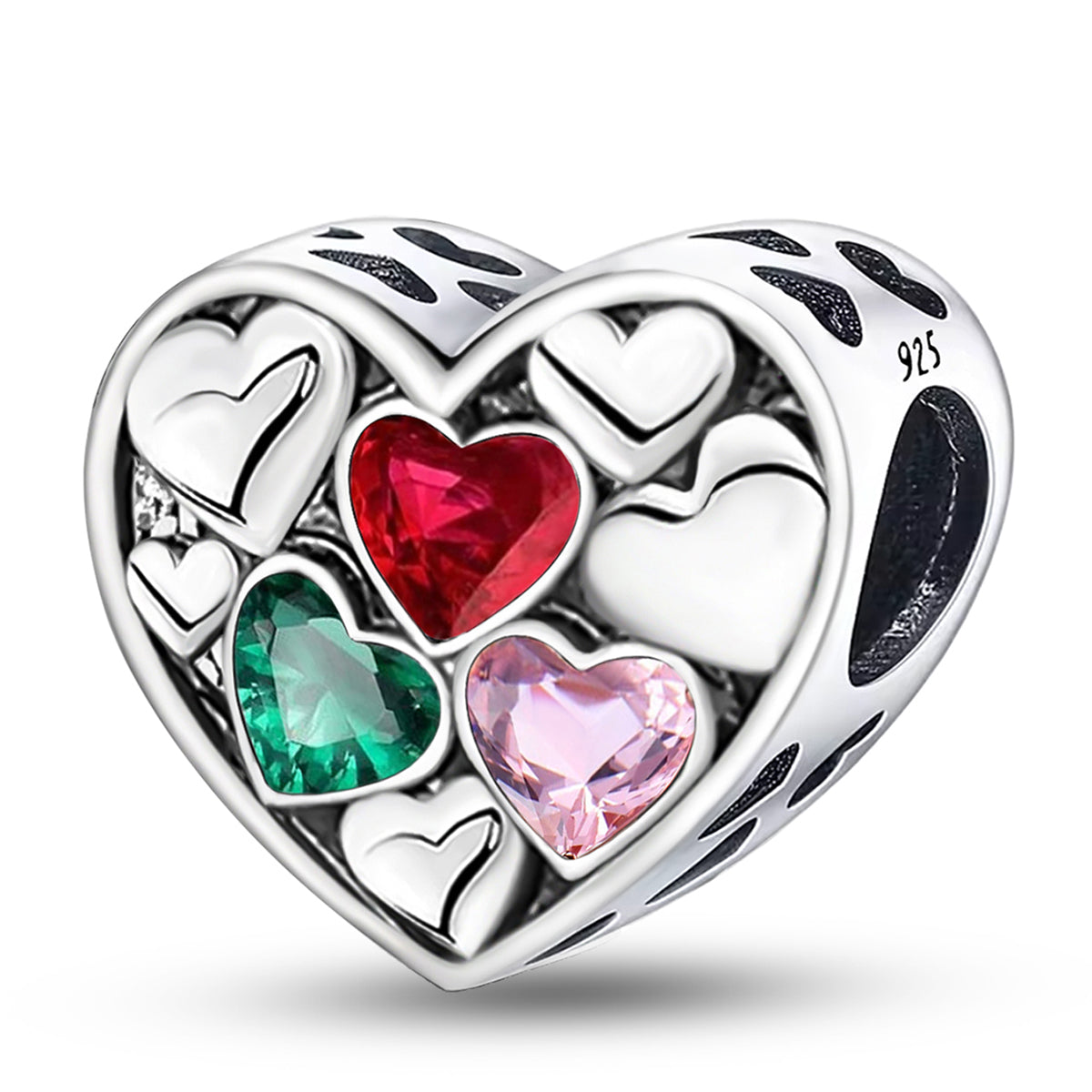 925 Sterling silver heart  charm bead