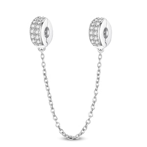 Double-Row Zircon Safety Chain | White Gold and Zircon
