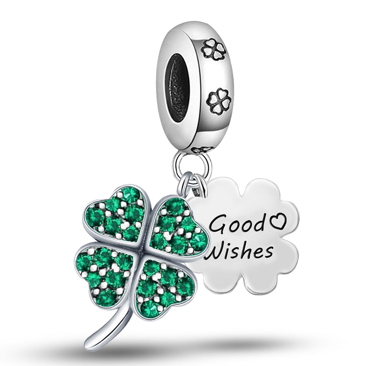 925 Sterling silver four-leaf clover charm bead