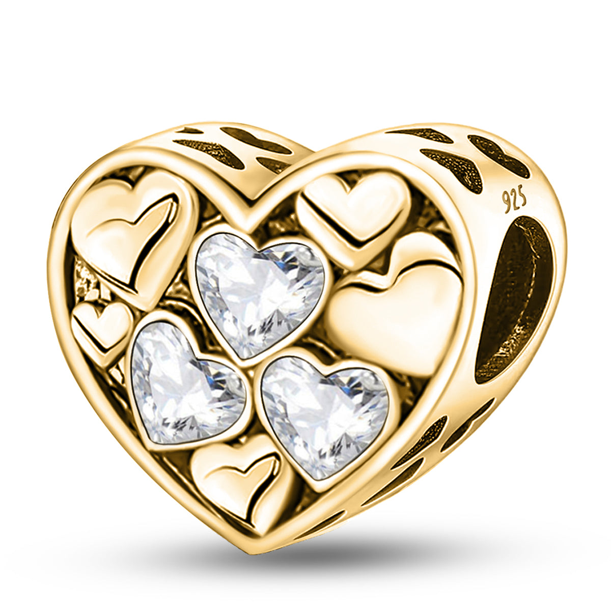 925 Sterling silver heart  charm bead