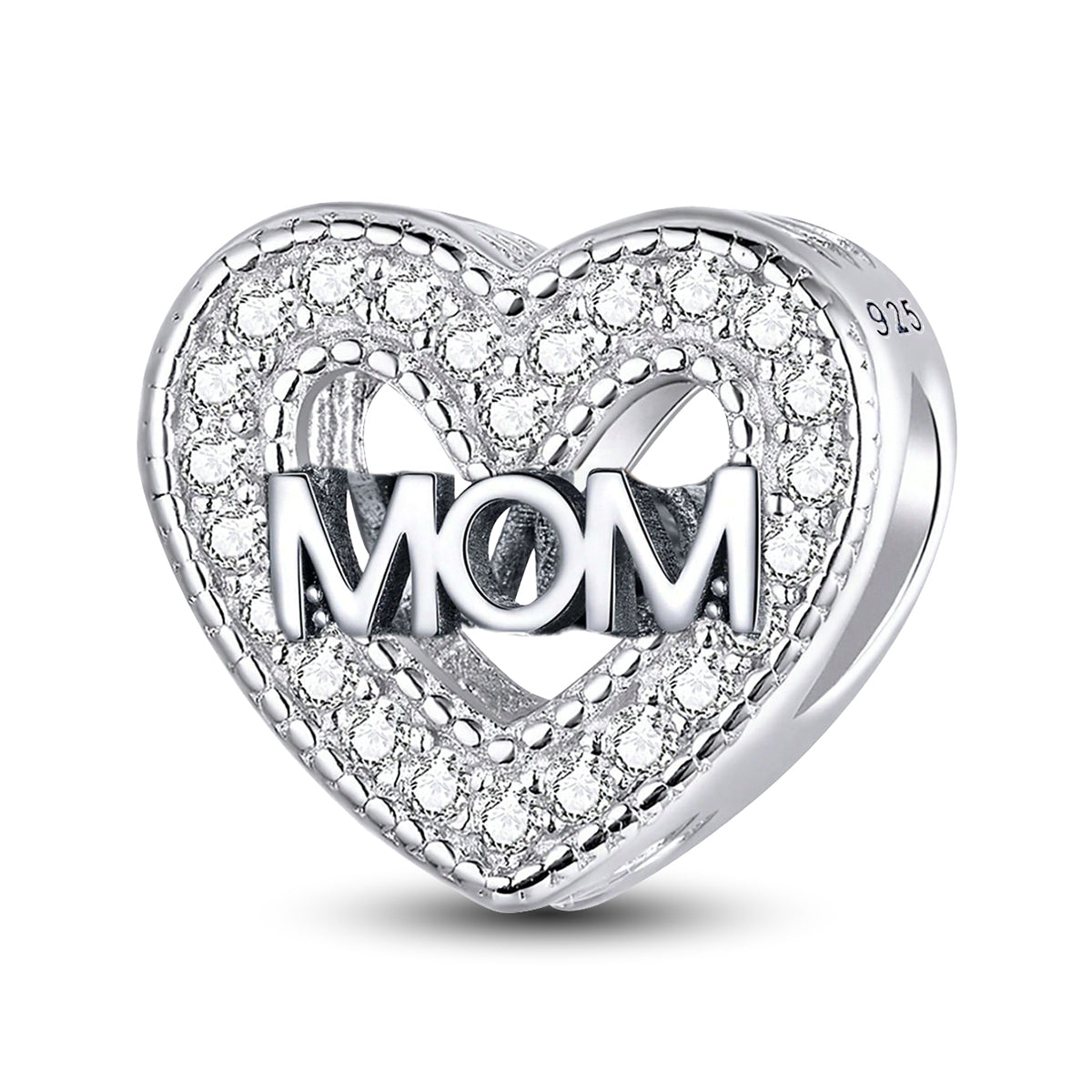 925 Sterling silver heart  charm bead