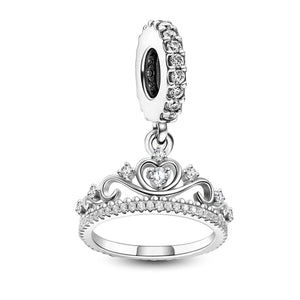 925 Sterling silver crown charm bead