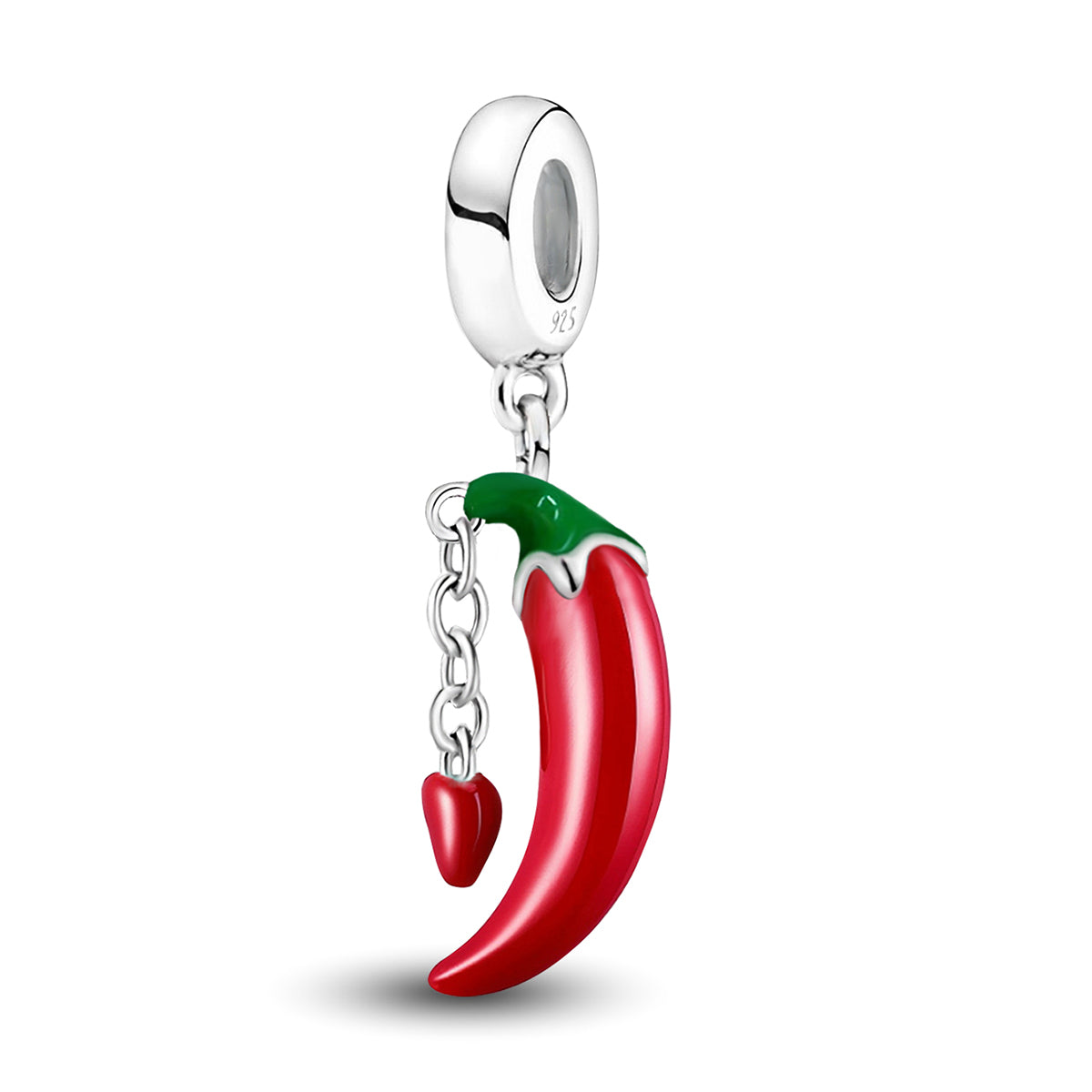 925 Sterling silver chili charm bead