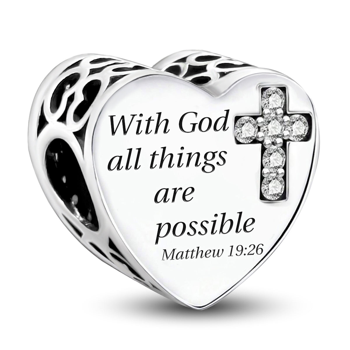 925 Sterling silver heart  charm bead