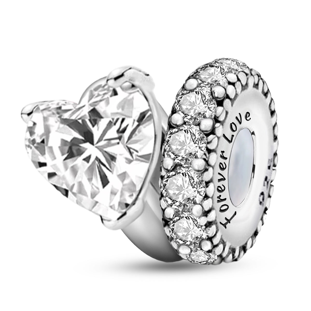 925 Sterling silver heart  charm bead