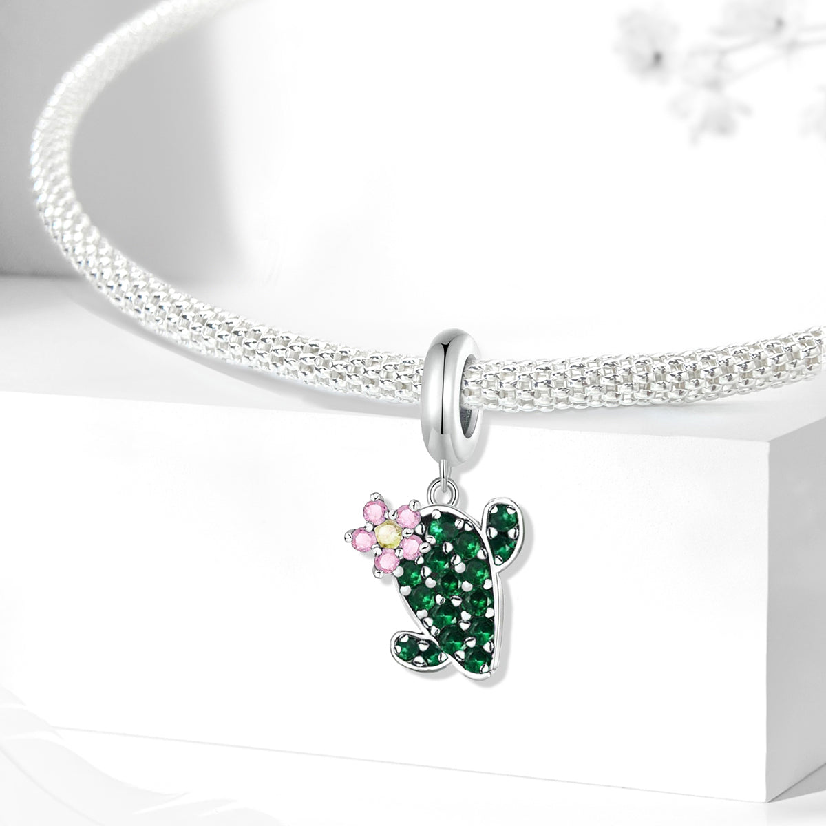 925 Sterling silver cactus charm bead