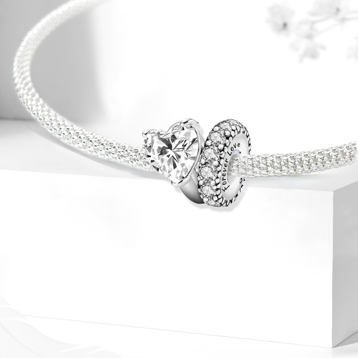 925 Sterling silver heart  charm bead