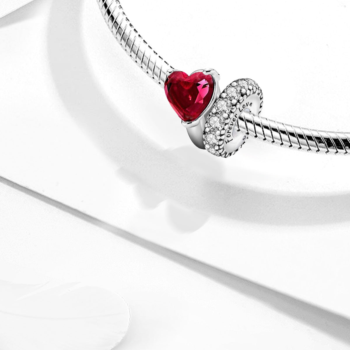 925 Sterling silver heart  charm bead