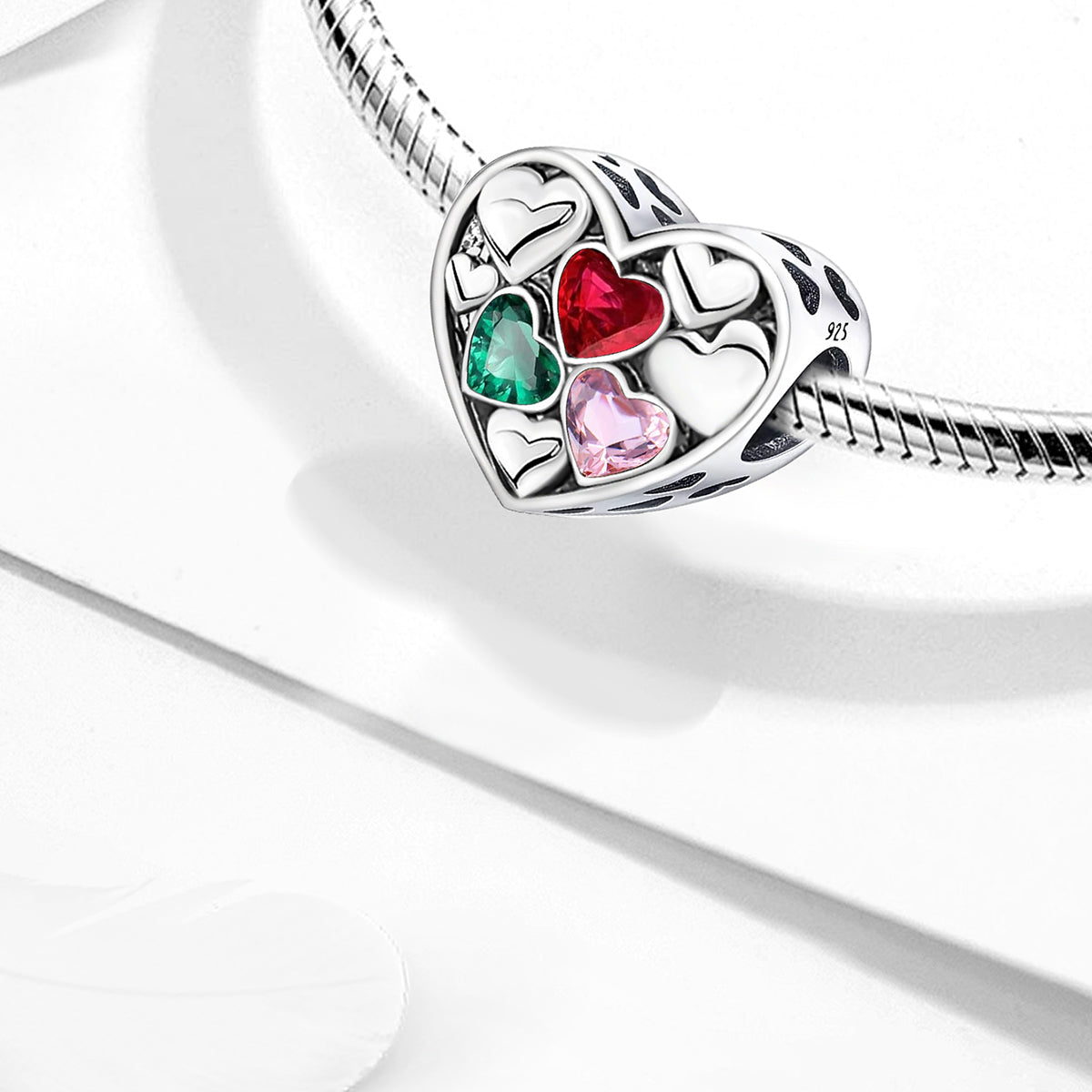 925 Sterling silver heart  charm bead