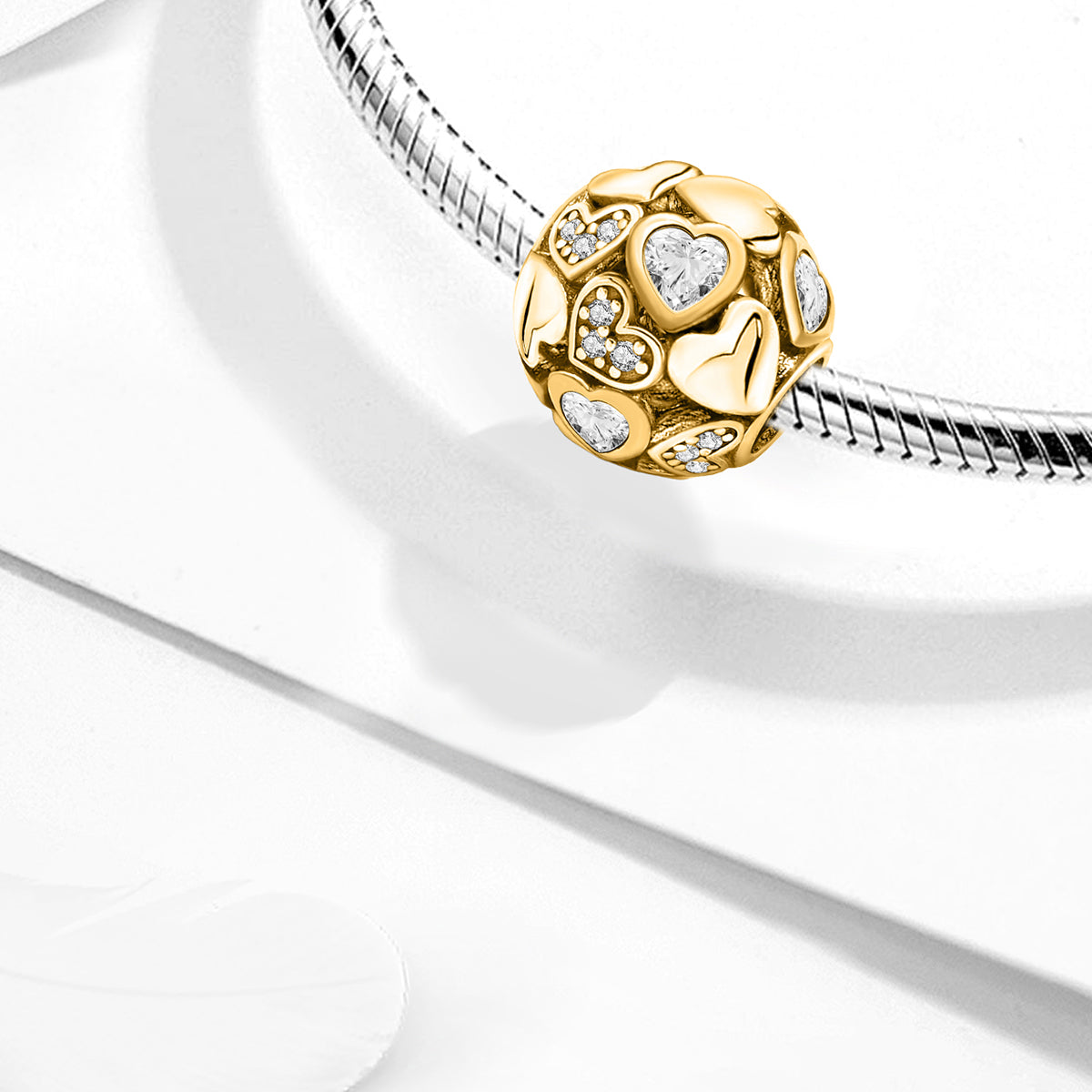 925 Sterling silver heart  charm bead