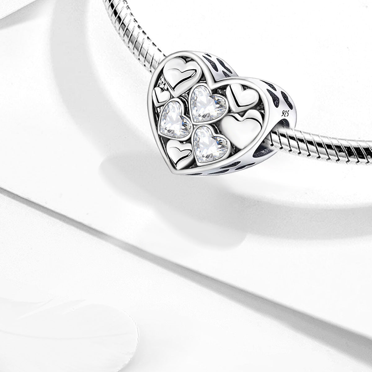 925 Sterling silver heart  charm bead
