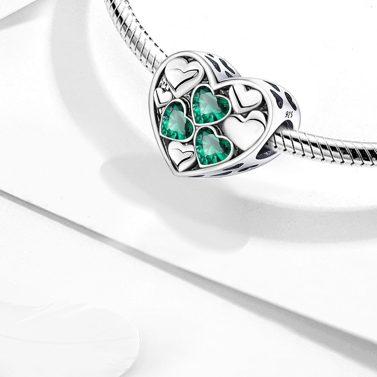 925 Sterling silver heart  charm bead