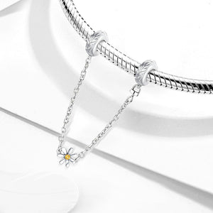 Leaf and Daisy Safety Chain (with Rubber Ring) | Blackened Deep Golden Zircon