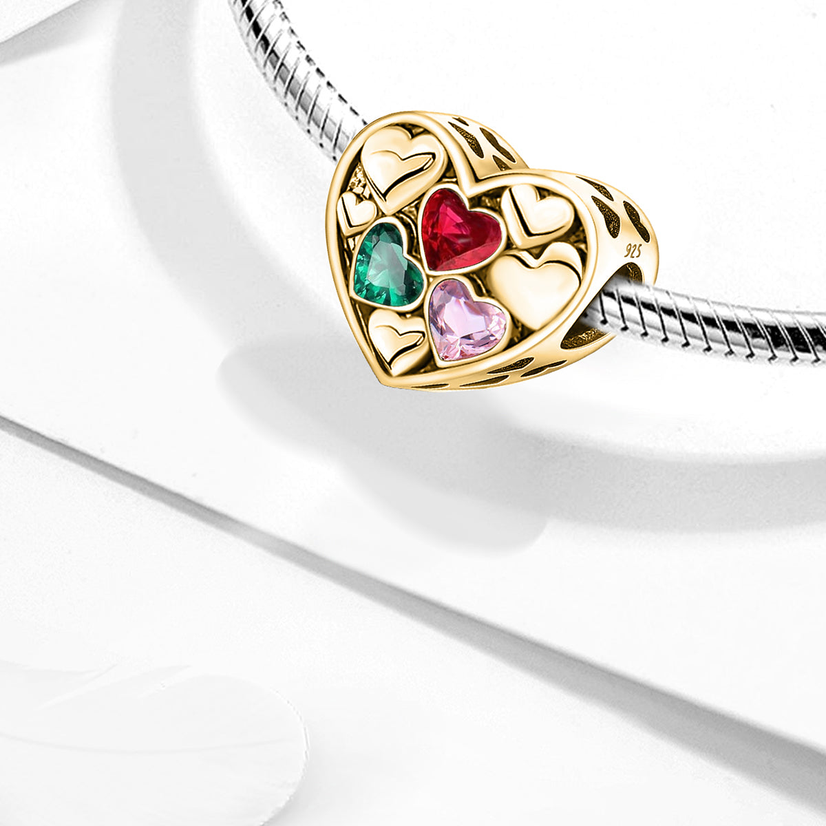 925 Sterling silver heart  charm bead