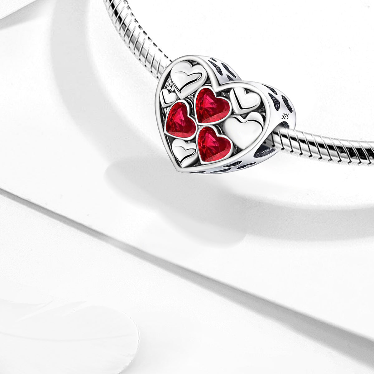 925 Sterling silver heart  charm bead
