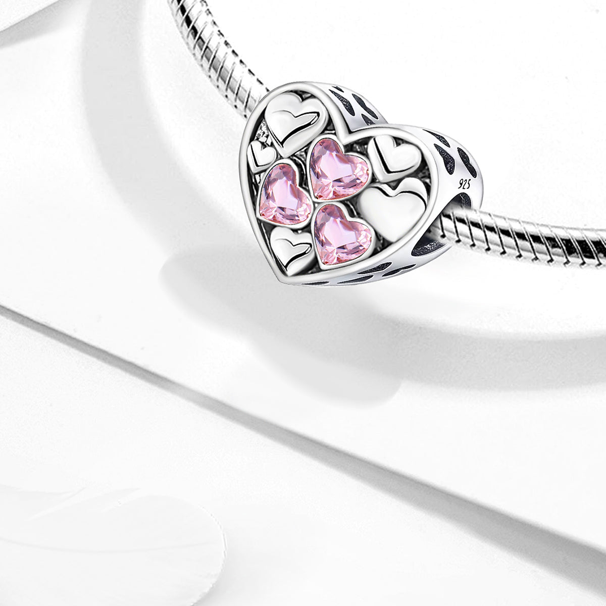 925 Sterling silver heart  charm bead