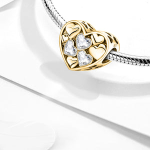 Heart-to-Heart Beads | Gold Base + White Zircon