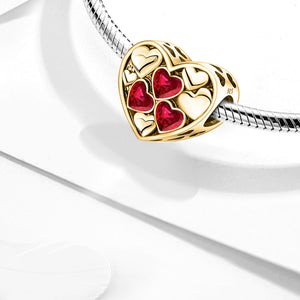 Heart-to-Heart Beads | Electroplated Gold + Dark Garnet Zircon
