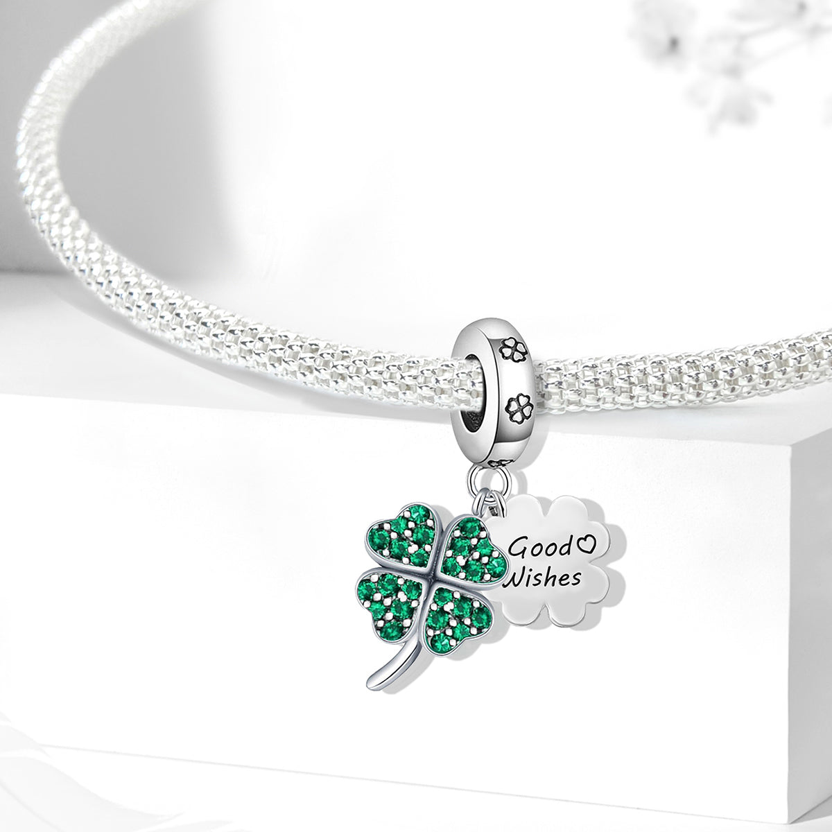 925 Sterling silver four-leaf clover charm bead