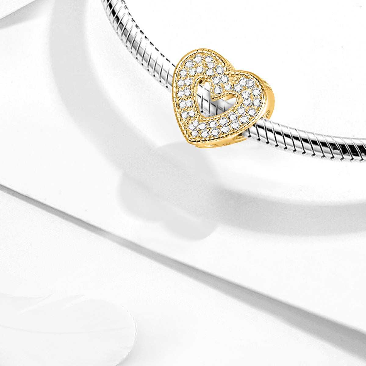 925 Sterling silver heart  charm bead