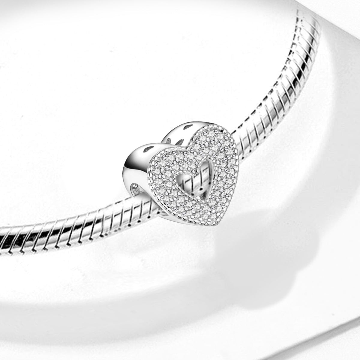 925 Sterling silver heart  charm bead