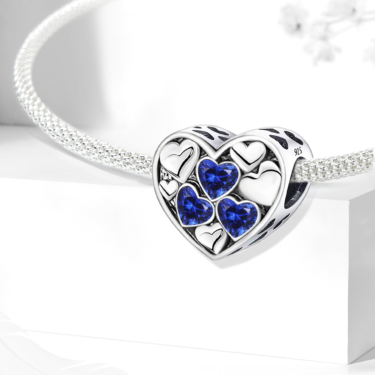 925 Sterling silver heart  charm bead