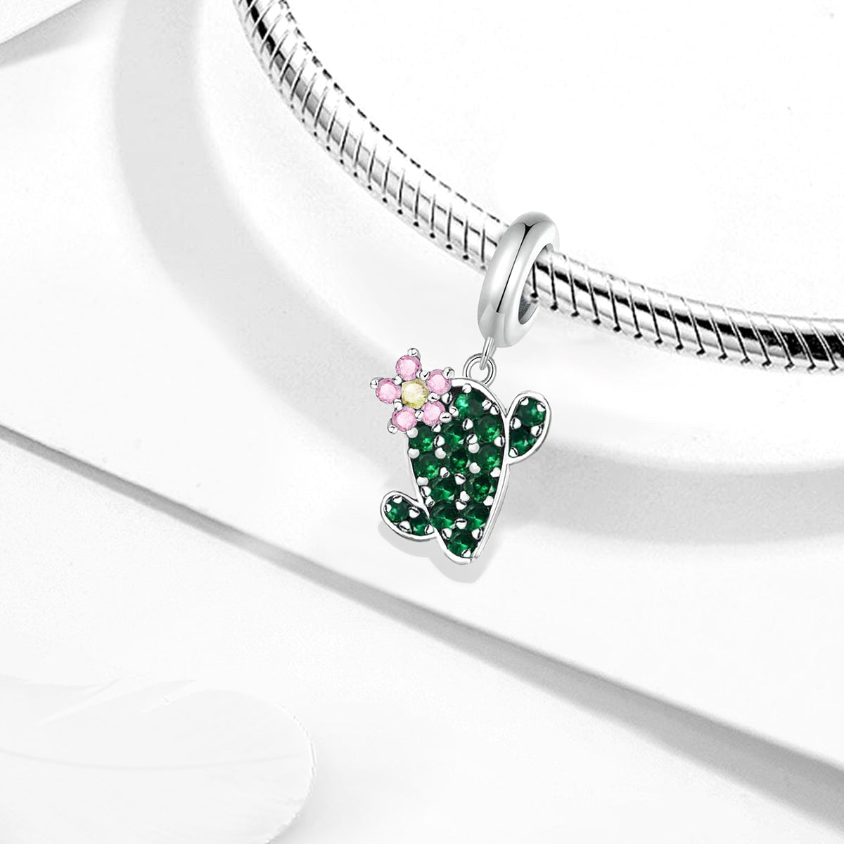925 Sterling silver cactus charm bead