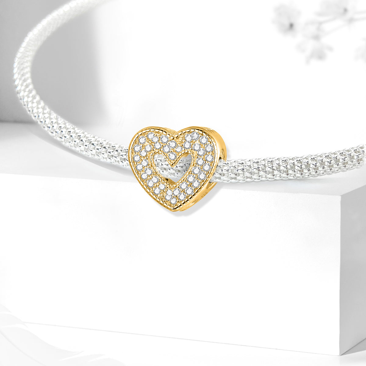 925 Sterling silver heart  charm bead