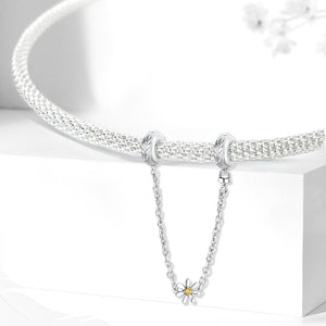 Leaf and Daisy Safety Chain (with Rubber Ring) | Blackened Deep Golden Zircon