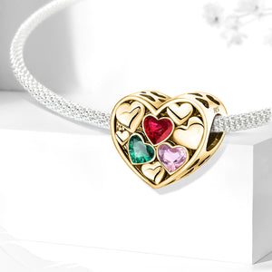 Heart-to-Heart Beads | Gold Base + Colored Zirconia