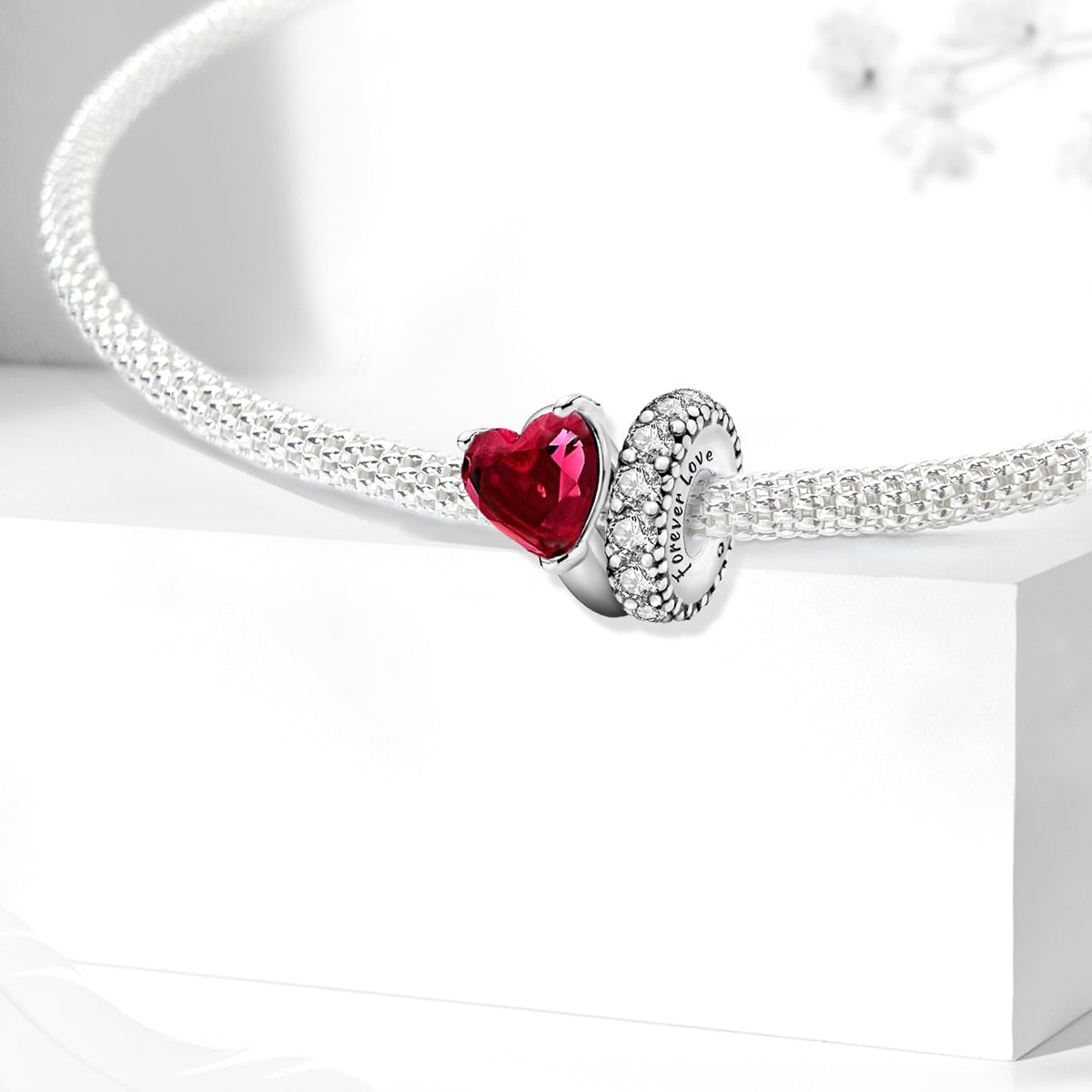 925 Sterling silver heart  charm bead