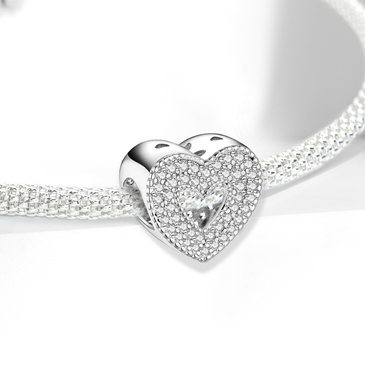 925 Sterling silver heart  charm bead