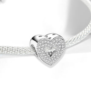925 Sterling silver heart  charm bead