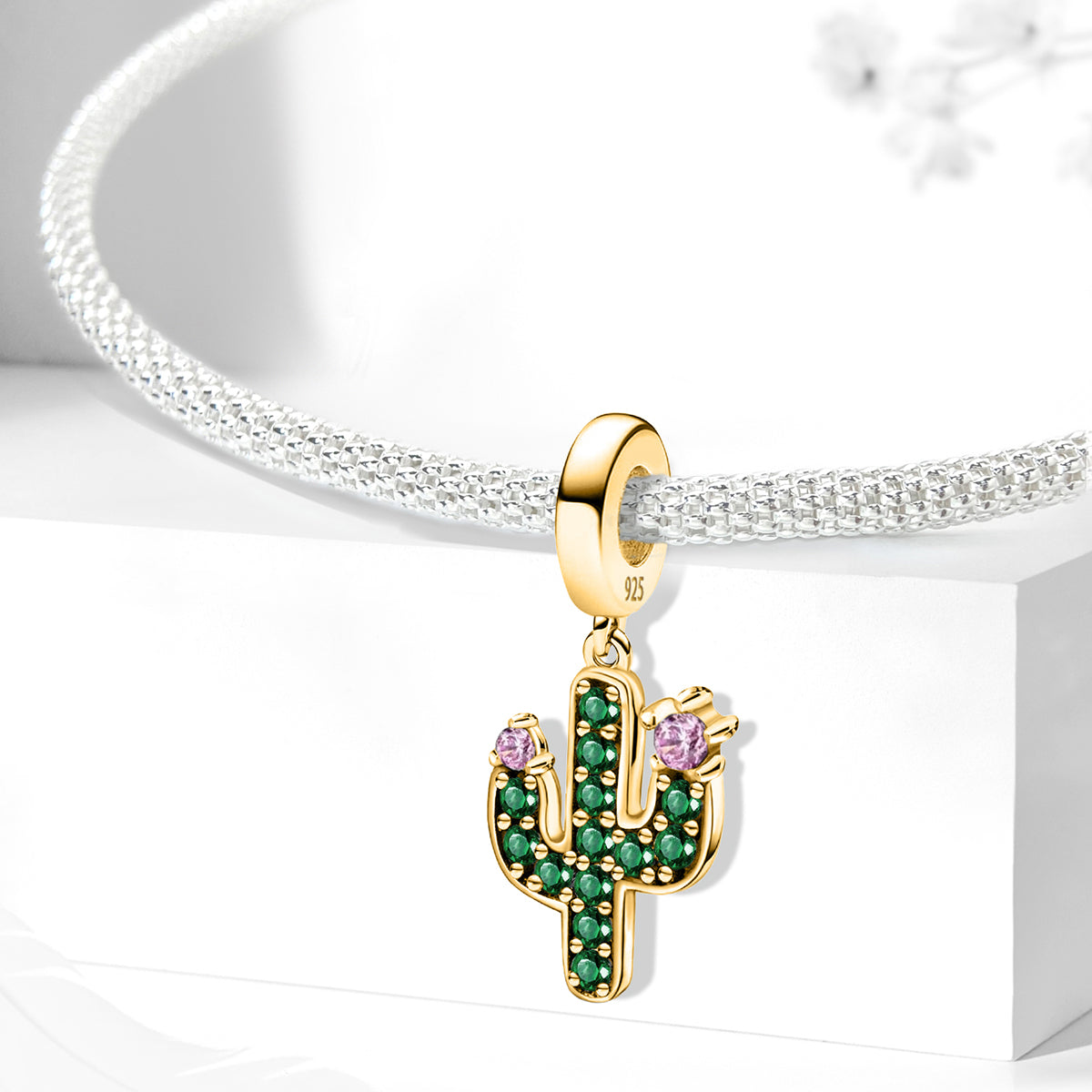 925 Sterling silver cactus bead