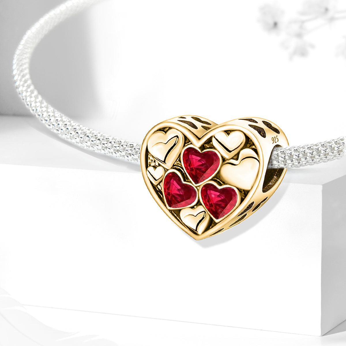925 Sterling silver heart  charm bead