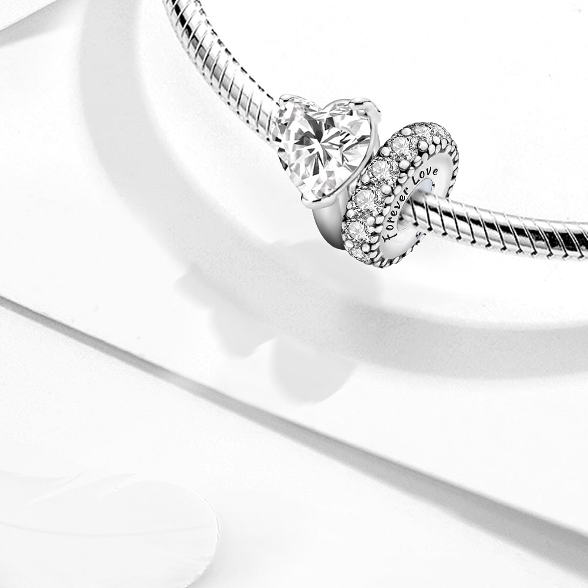 925 Sterling silver heart  charm bead