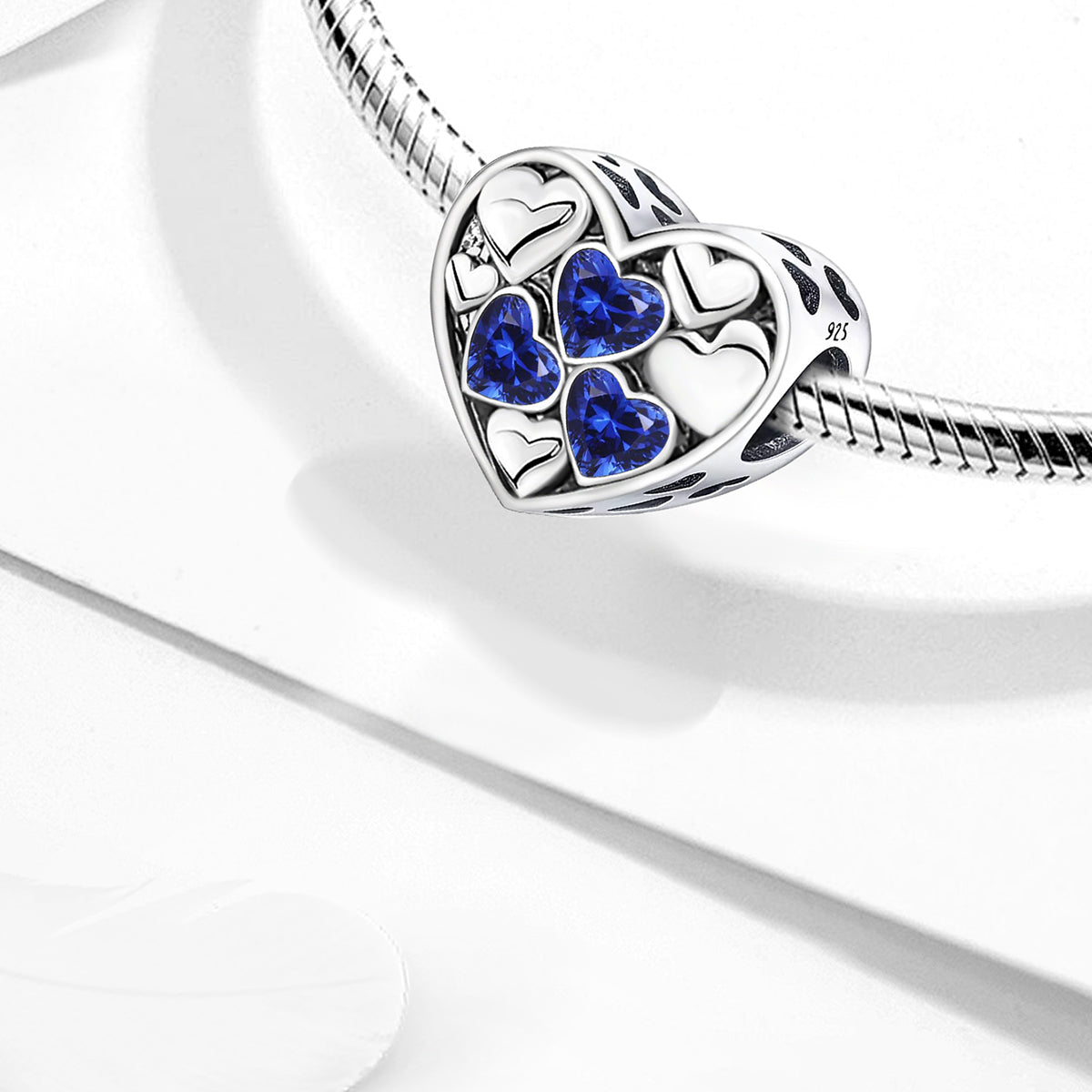 925 Sterling silver heart  charm bead