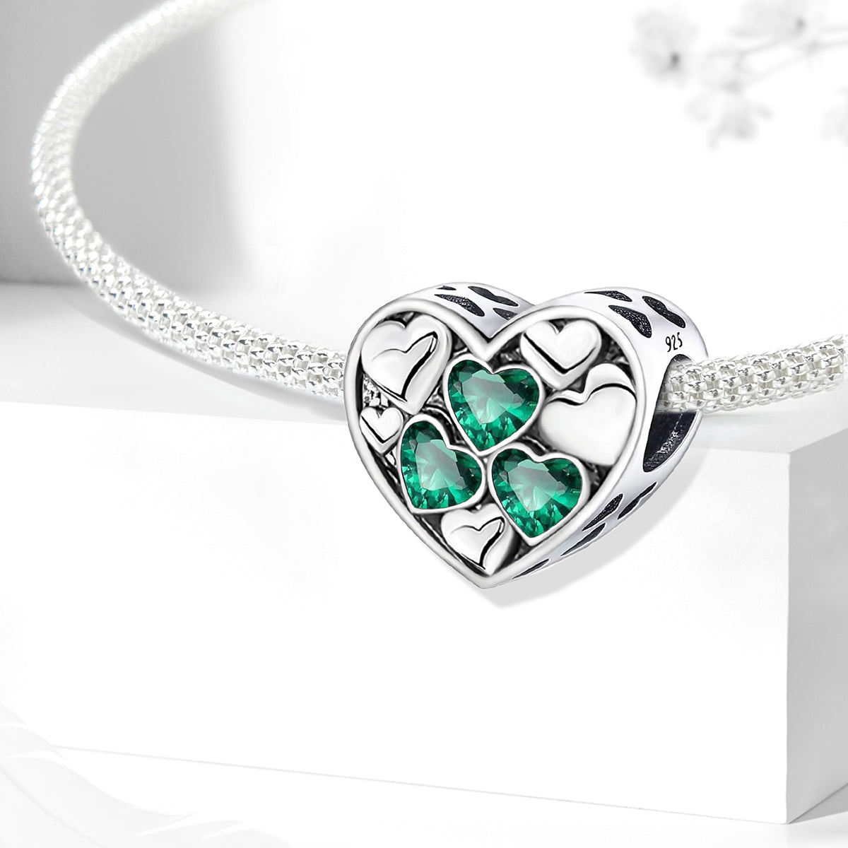 925 Sterling silver heart  charm bead