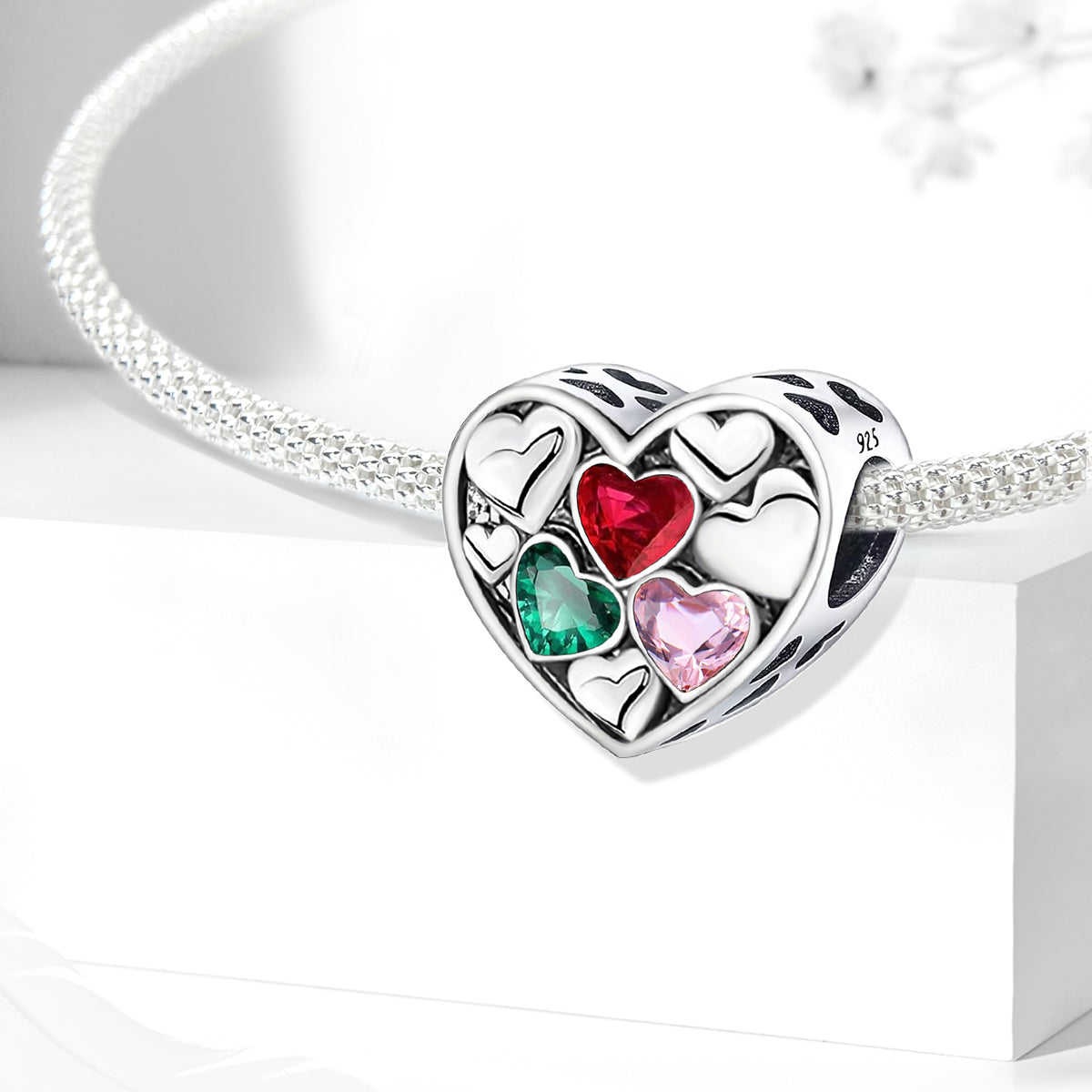 925 Sterling silver heart  charm bead