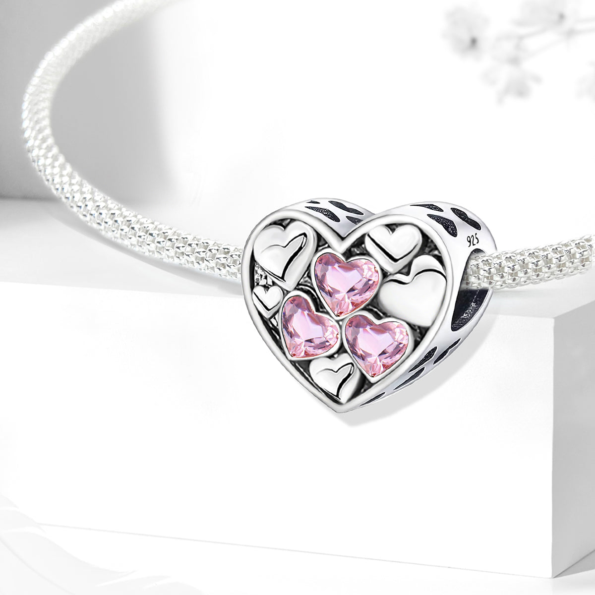 925 Sterling silver heart  charm bead